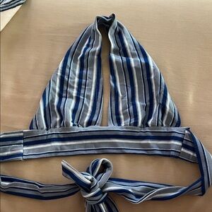 SHEIN Blue and White Striped Halter Top